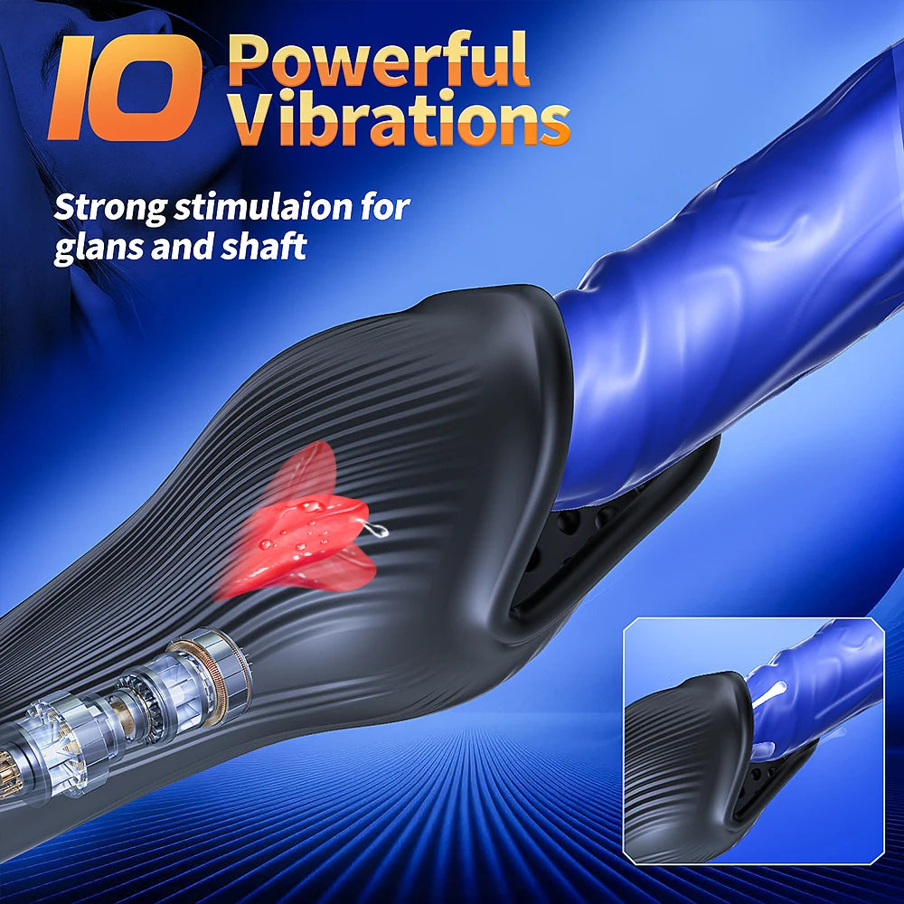 Powerful Blowjob Male Masturbator Cup Tongue Licking Glan Stimulation Vibrator Penis Massager Delay Trainer Sex Machine Sex Toys