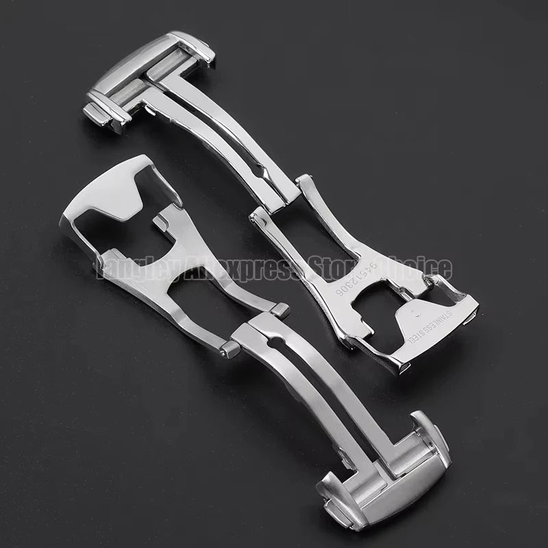 20mm Stainless Steel Watch Buckle for Omega Leather Rubber Watch Band Silver Matte/Polished Deployment Clasp Button Accessories