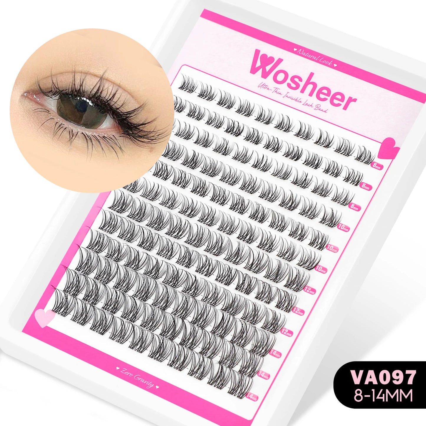 WOSHEER Lashes Cluster Kit Cat Lashes DIY Natural Eyelash Extension Kit Lash Bond & Seal Eyelash Clusters Set Makeup