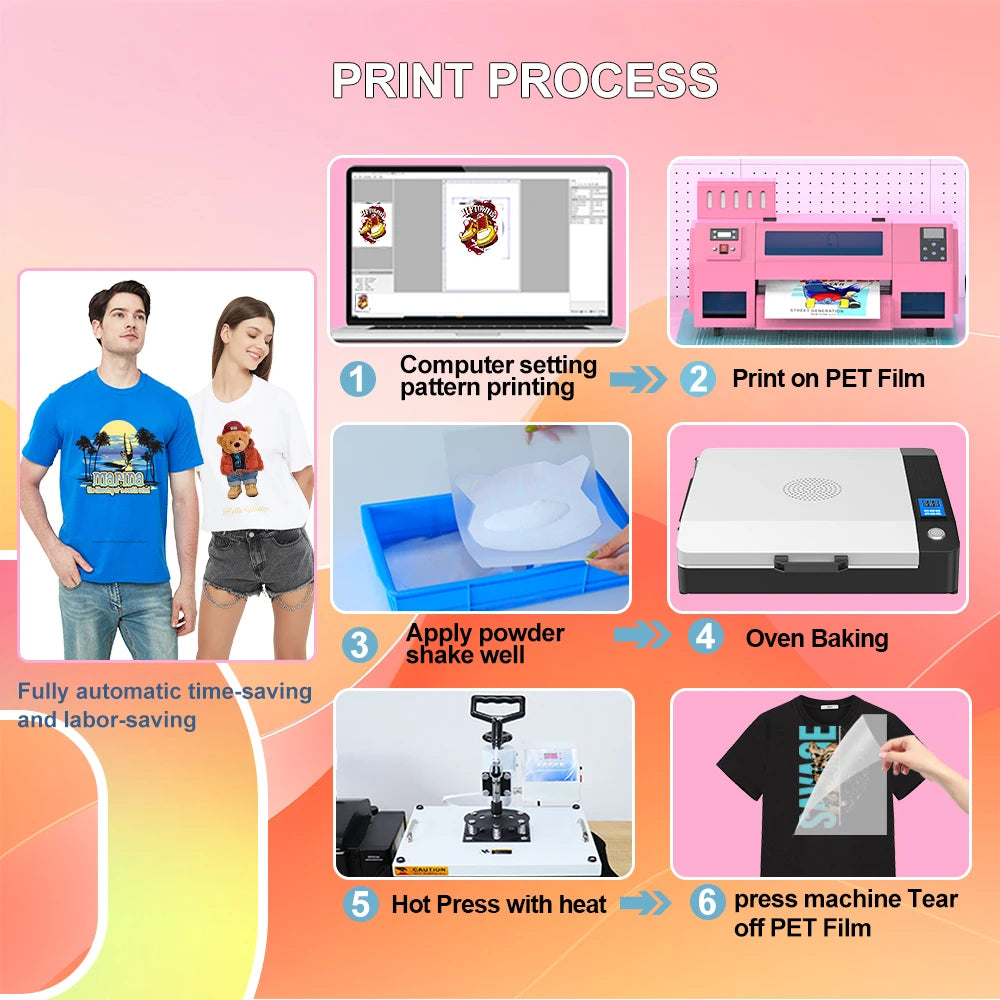 A3 DTF Transfer Printer A3+ XP600 DTF Printer T Shirt Printing Machine A3 With Powder shaking machine for Clothes Hoodies Jeans