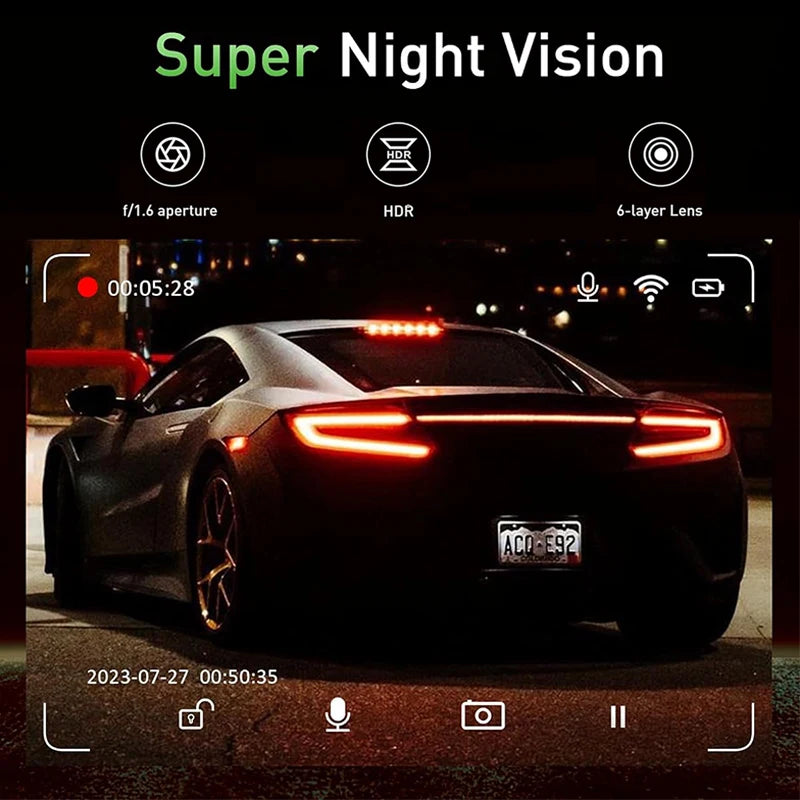 Dash Cam for Cars Car Camera Dash Cam 4K WIFI Camera for Car Front and Rear Dash Camera Black Box 24H Parking Mode Recorder