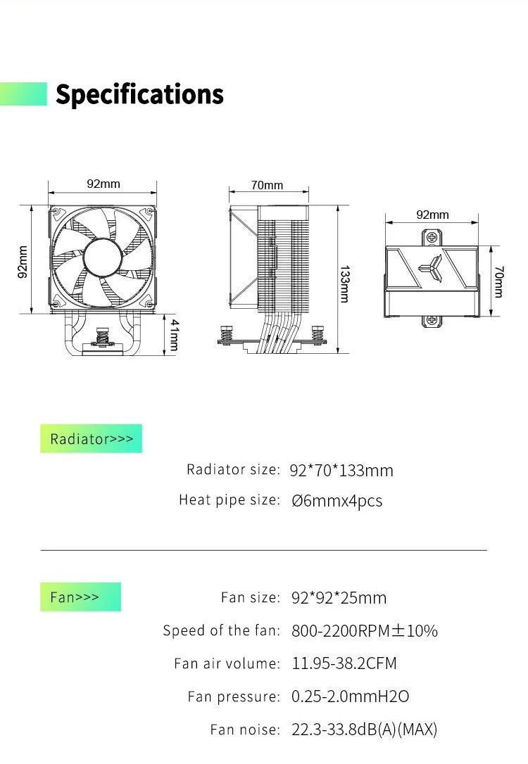 Jonsbo CR 1400 V2 CPU Cooler ARGB Quiet Fan 4 Heat Pipes Air Radiator for LGA1700 1200 115X AM4 AM5 PC Processor Heatsink Cooler