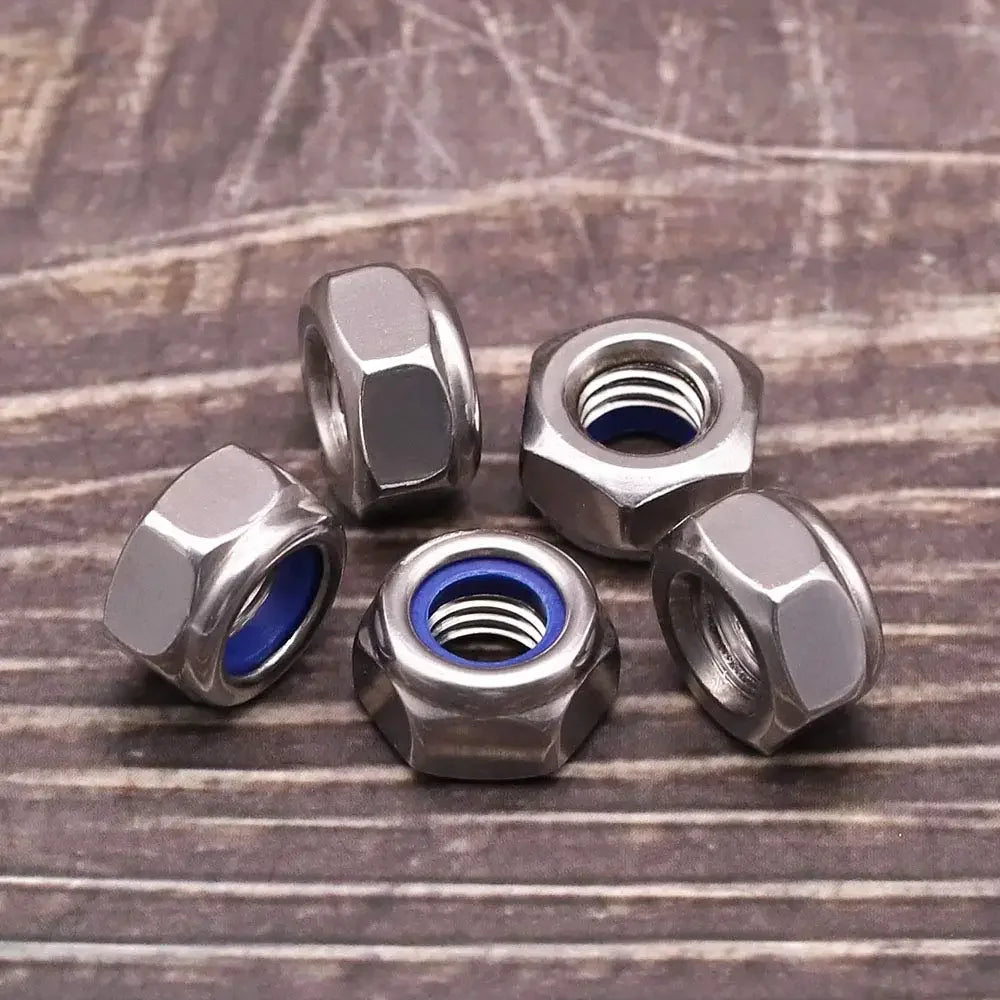 2-50pcs DIN985 M2 M2.5 M3 M4 M5 M6 M8 M10 M12 304 Stainless Steel Hex Nylon Self-locking Nuts Locknut Slip insert Lock Nut