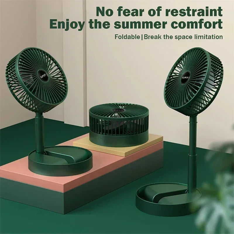 USB Rechargeable Folding Fan Household Telescopic Fan Low Noise High Battery Life Standby Mini Electric Fan