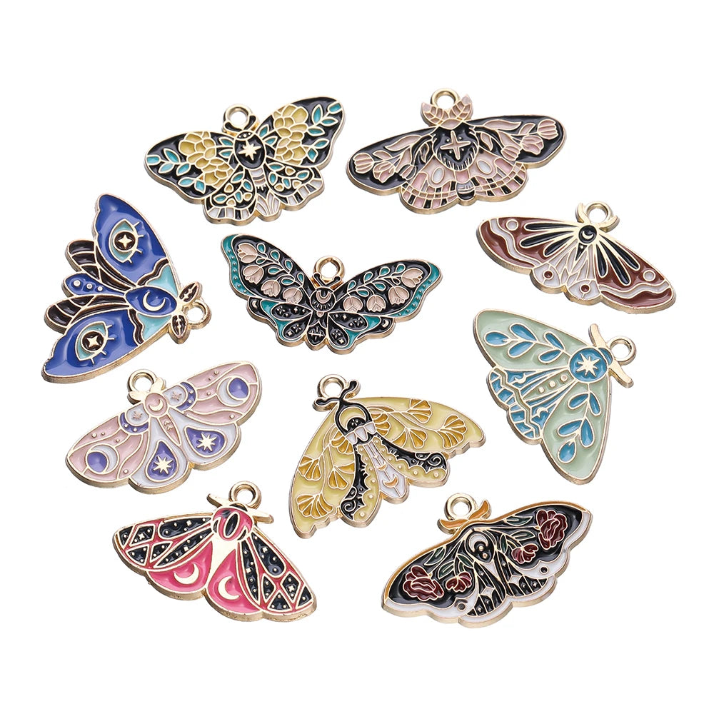 10Pcs/lot 10 Styles Alloy Metal Drop Oil Butterfly Charms Animal Pendant For DIY Bracelet Necklace Jewelry Making Accessories