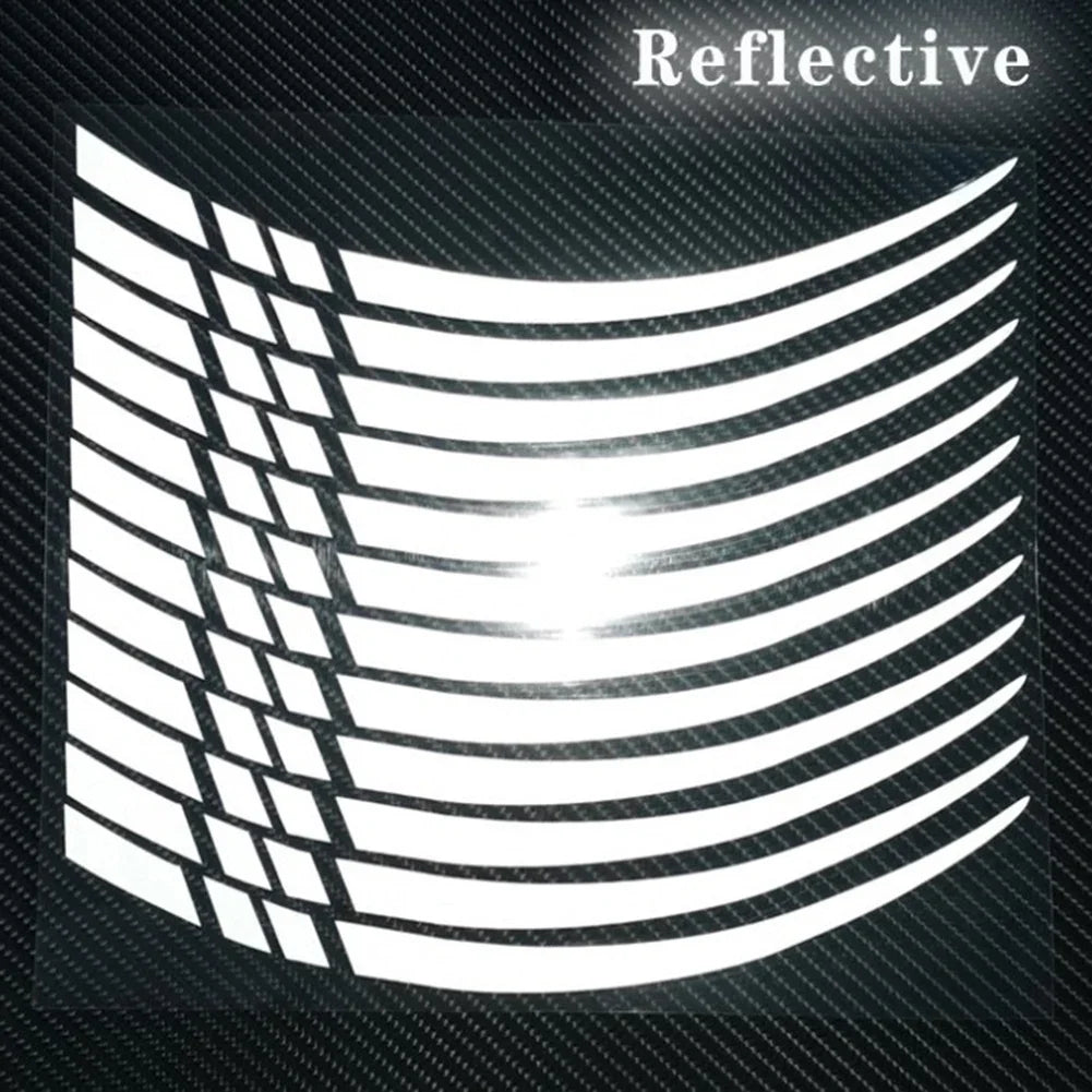 12 pieces Motorcycle Bicycle Wheel Rim Stripe Reflective 18-21in Wheel Decal Tape Sticker Motorcycle Car Tire Decals Trim Strips
