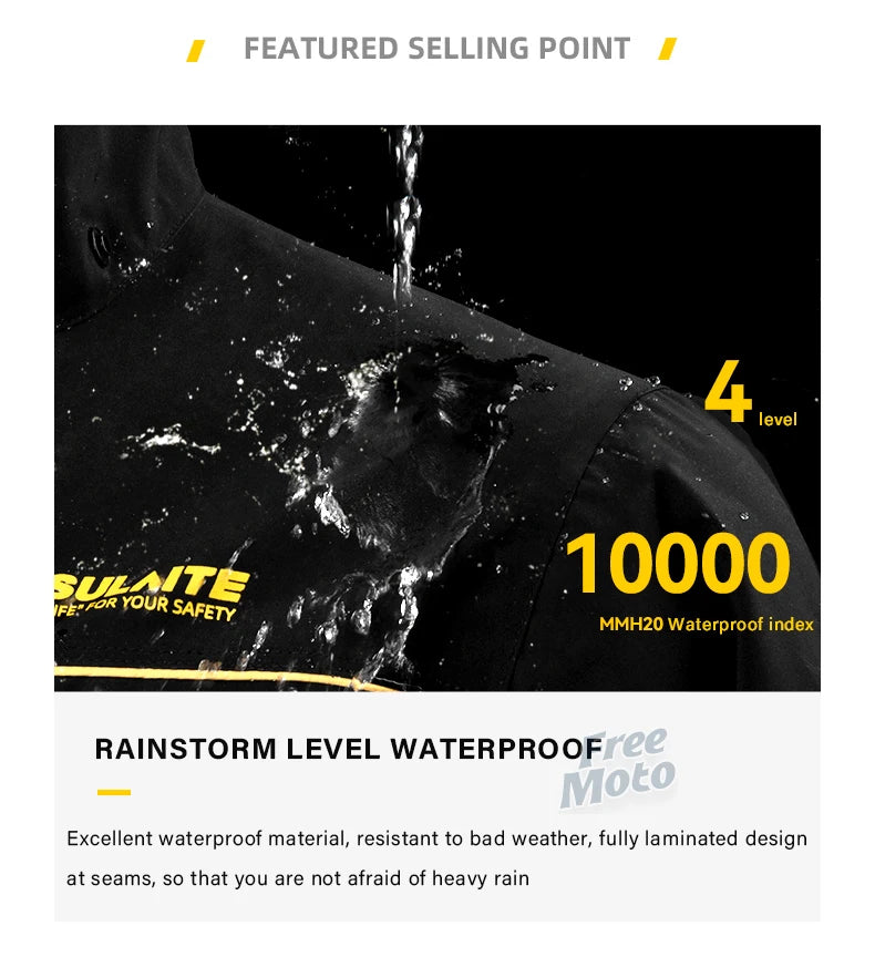 SULAITE Rain Suit Motorcycle Rain Gear Suit for Men & Women Jackets & Pants Reflective Waterproof Breathable Rainsuit