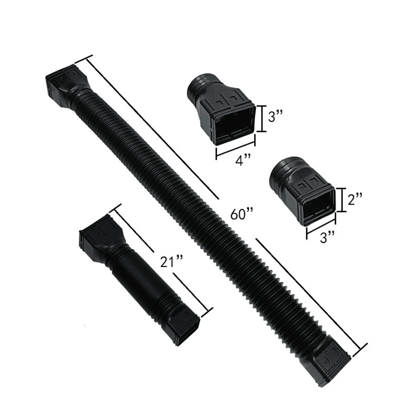 Rain Gutter Downspout Extensions Flexible Drain Downspout Extender Connector with 3x4in and 2x3in Connectors Screws for Included
