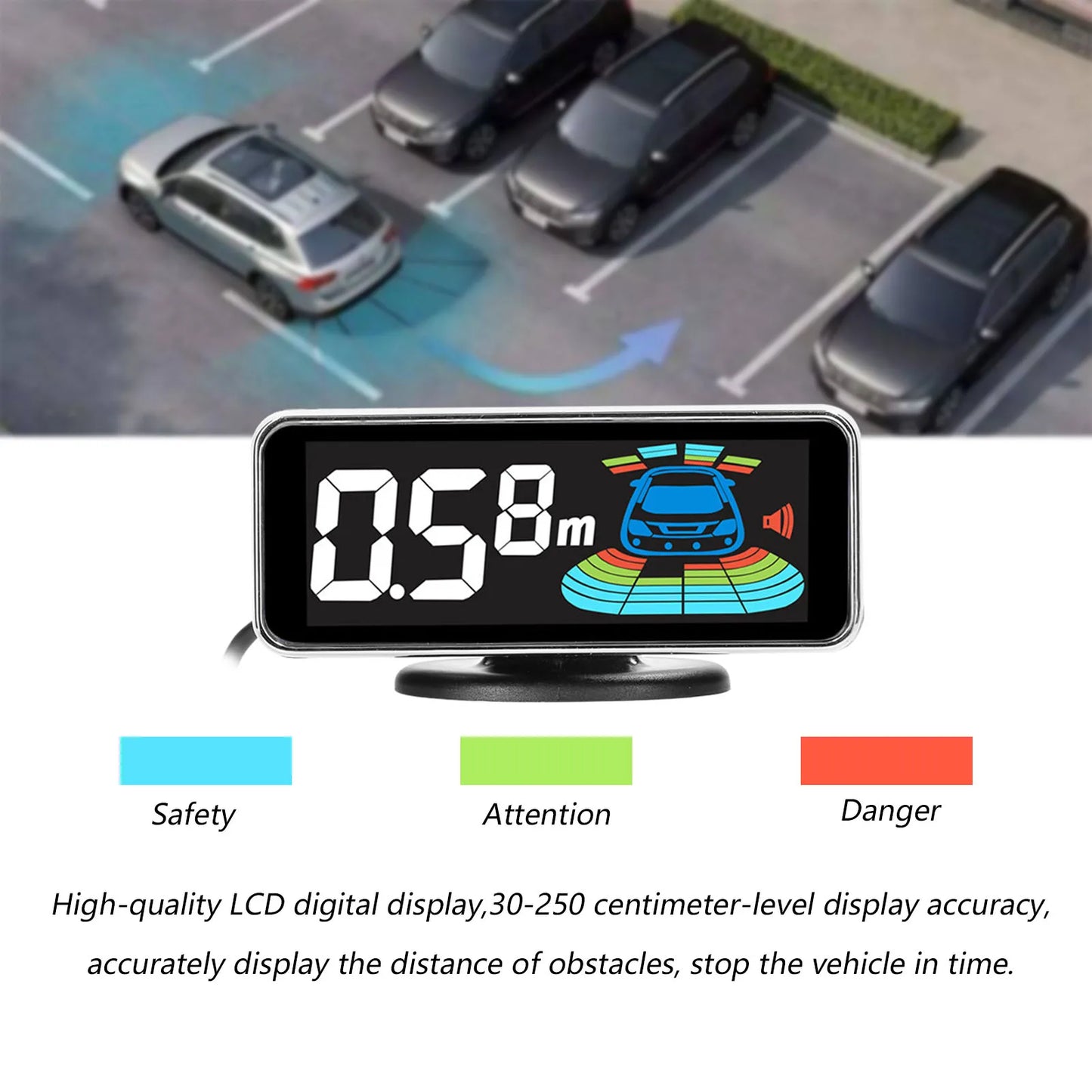 4pcs/8pcs Probes Rear Reversing Radars System LCD Display Car Parking Sensor Distance Detection Sound Warning Buzzer