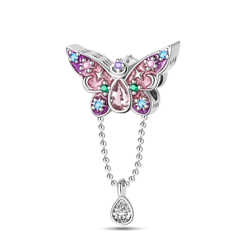 925 Sterling Silver Princess Powder Series Exquisite Daily Bow Sweet Charms Beads Fit Pan Original Bracelets DIY Jewelry