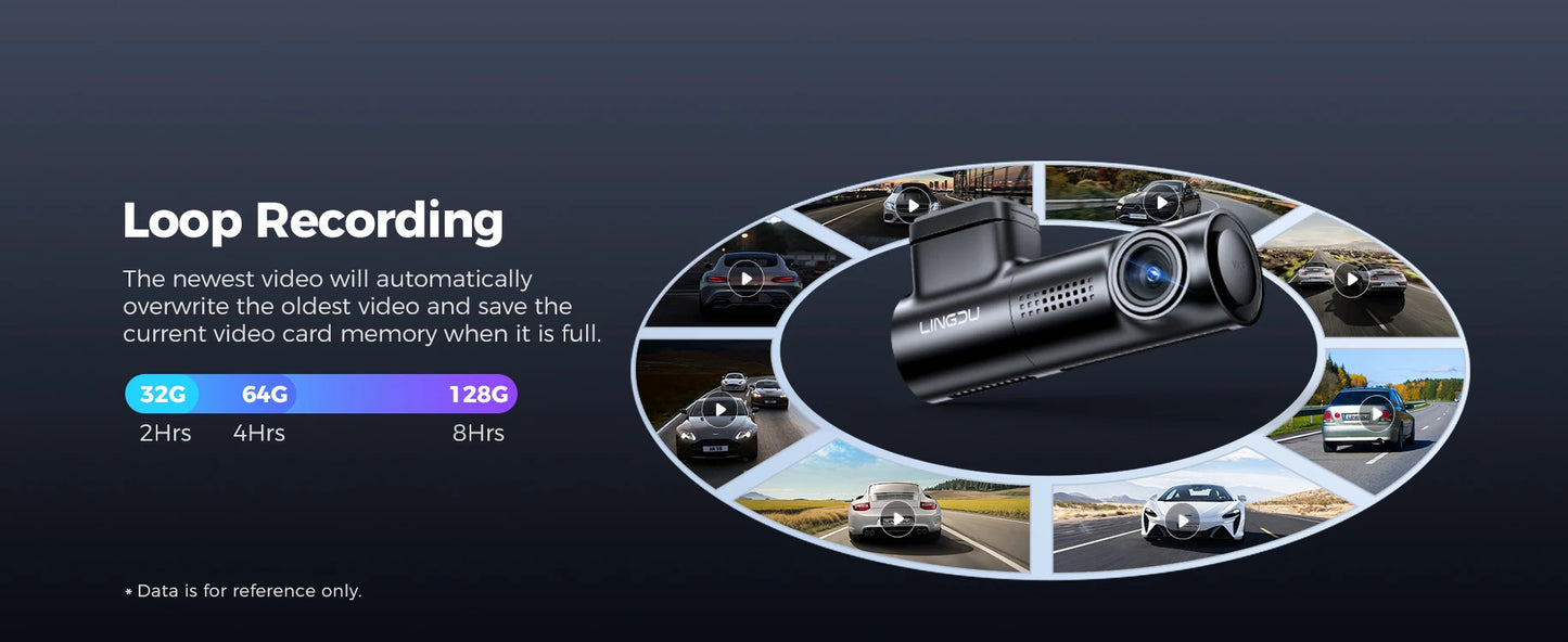 LINGDU Dash Cam D100 3K Dash Car Camera Built-in GPS Wi-Fi 24H Parking Motion Car Camera Night Vision Car DVR EN Voice Control