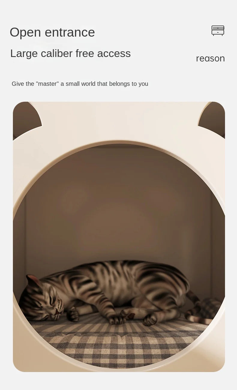 Multifunctional Storage Cabinet for Cats Beds Solid Wood Cat Litter Bedside Table Simple Small Bedside Table Bed Accessories