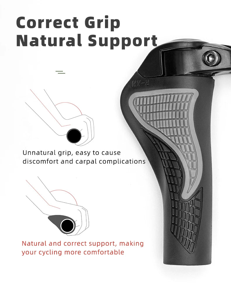 ROCKBROS Bicycle Grips MTB Mountain Bike Handlebar Grips Horns Shofar Vice Handle Bike Grips Shockproof Rubber Cycling Grips