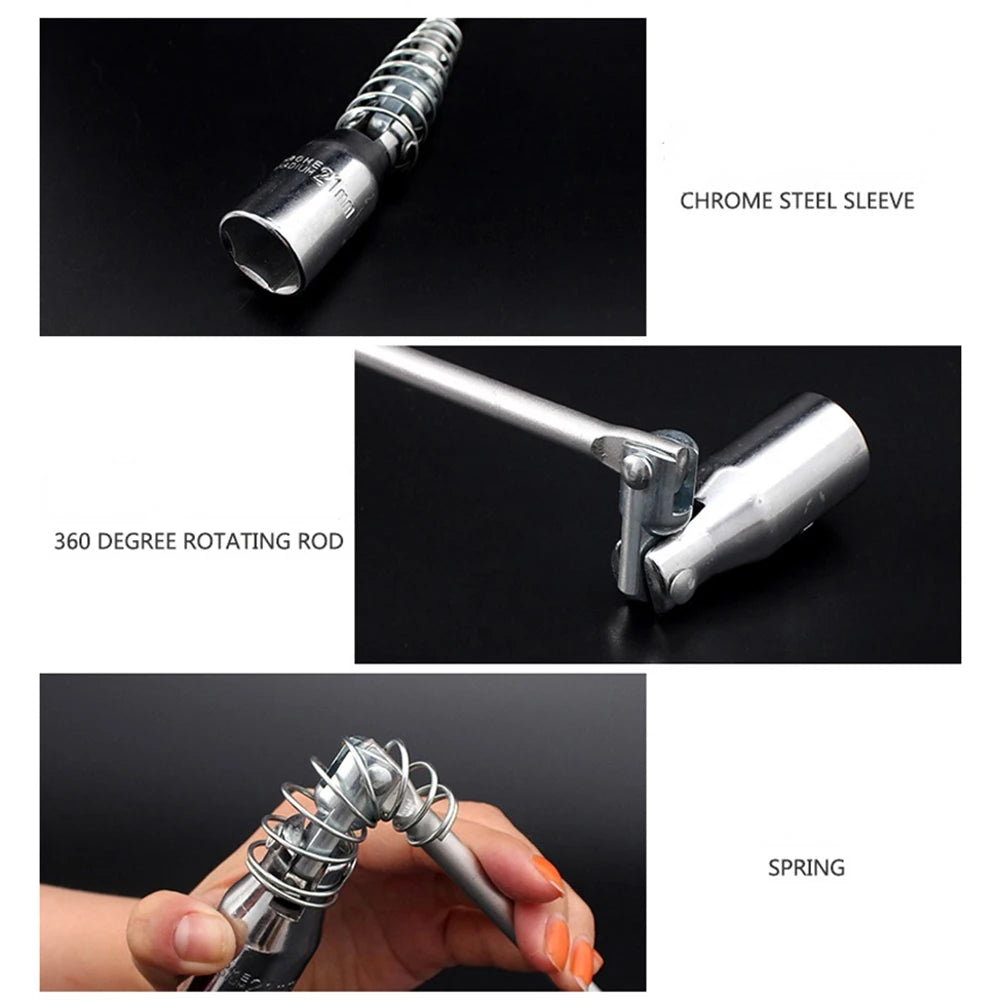 Universal 14mm/16mm/21mm Spark Plug Removal Tool Wrench 360 Degree Rotation Spark Plug Removal Socket Wrench Auto Repair Tool
