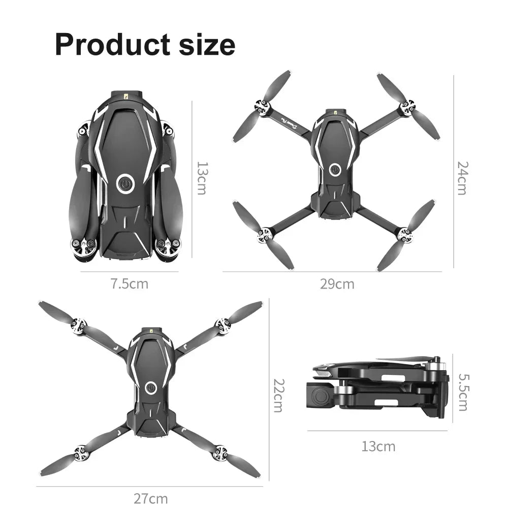 New V888 Brushless Drone 8K Professional HD Triple Camera Obstacle Avoidance No GPS Optical Flow Positioning RC Quadcopter Toys