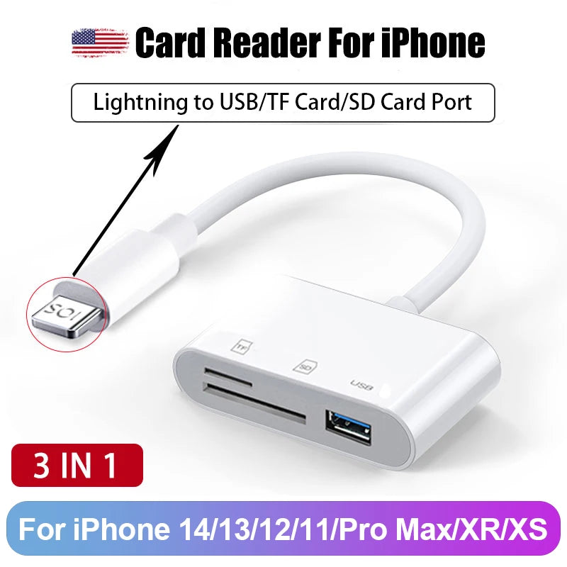 8 In 1 SD Card Reader USB HUB For iPhone iPad MacBook Lightning/USB/Type C to SD TF Card Memory Reader Flash Drive OTG Adapter