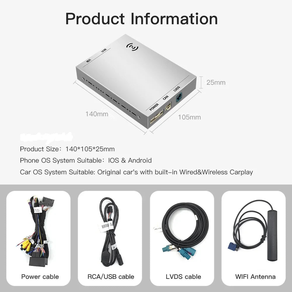 Wireless  Carplay adapter Android Auto For Peugeot&Citroen SMEG&MRN NAC 508 308 208 3008&C4 DS3 DS5 Support Reverse Camera