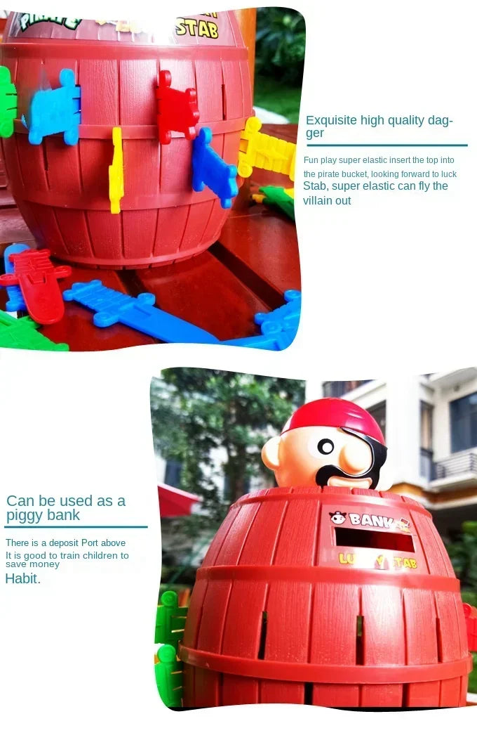 Big Knife Insertion Pirate Bucket Uncle Wooden Bucket Uncle Sword Insertion Creative Trick Table Game Pirates Bring 24 Swords