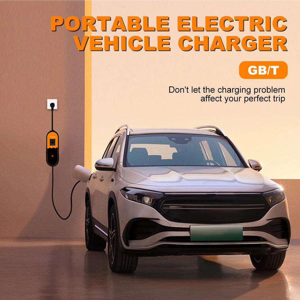 JDMEX 3.5W 16A Portable EV Charger GBT EVSE Charging Box Controller Wallbox for Electric Car Charging Current Adjustable