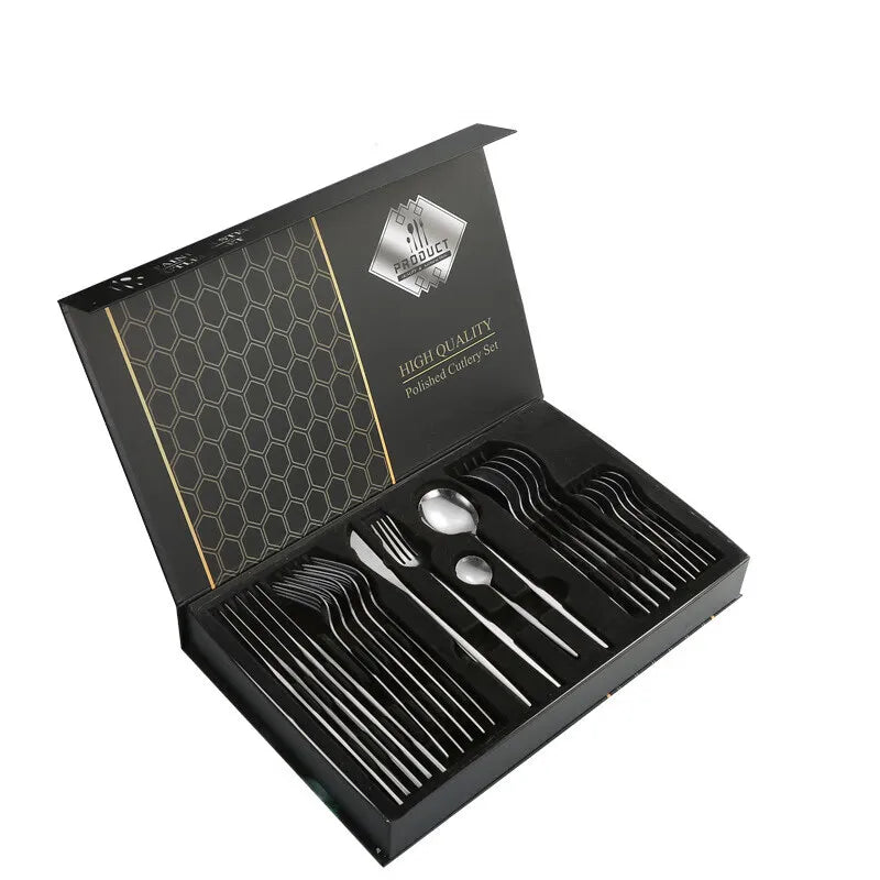 16/24Pcs Mirror Silverware Flatware, Stainless Steel Cutlery Set Utensils Kitchen Dinnerware Include Knife Fork Spoon and Teas