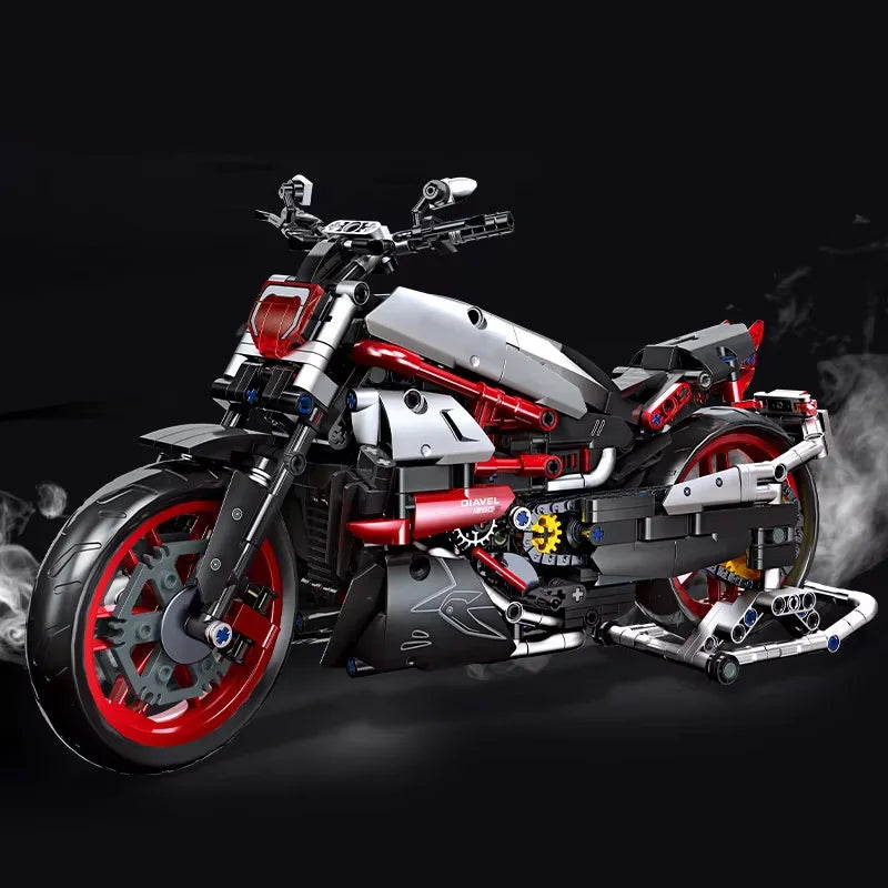 Technical Motorcycle Model 896PCS Building Blocks Moto Racing Motorbike City Vehicle Sets Off Road MOC Kits Brick Toys For Boy
