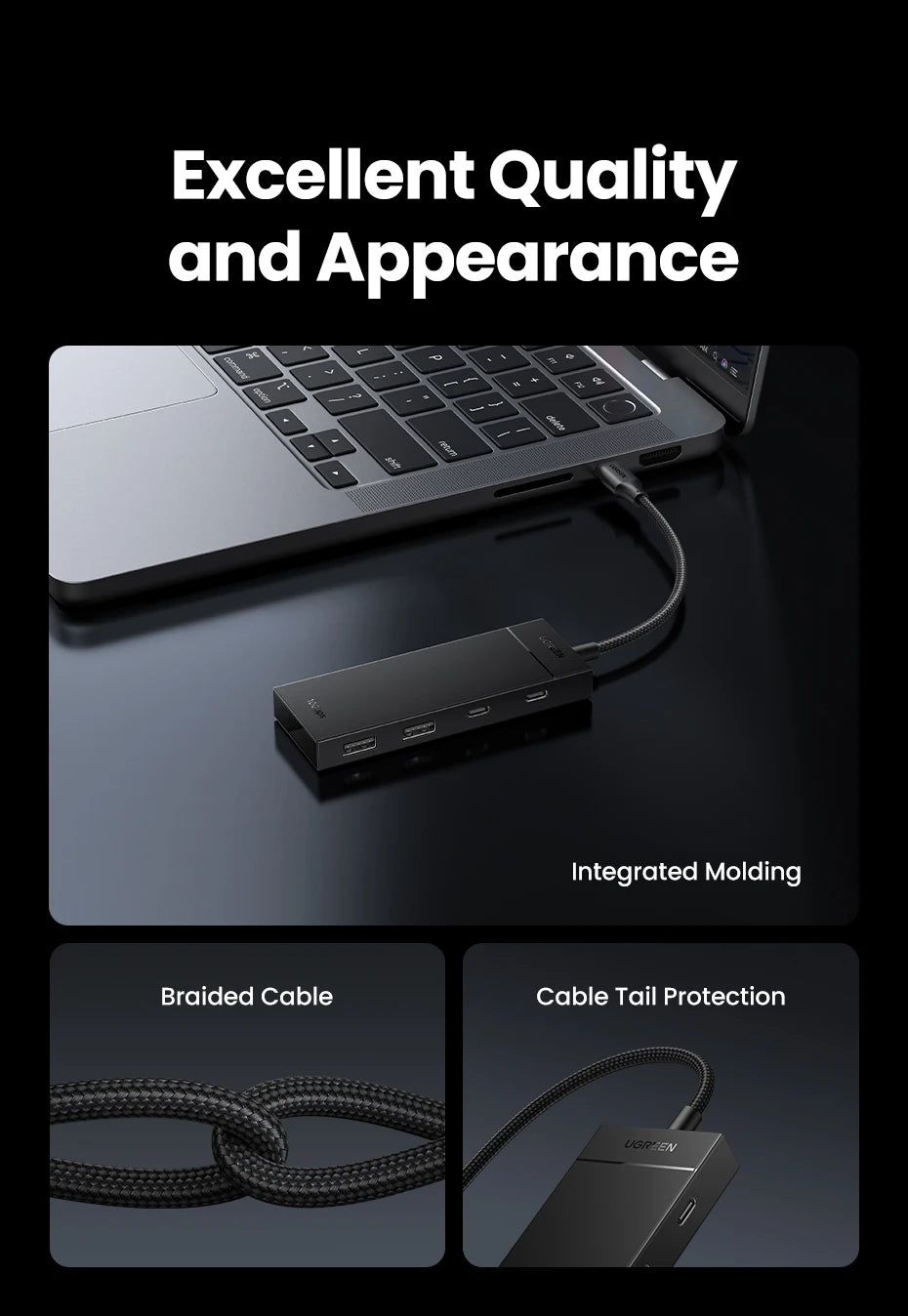 UGREEN USB C HUB 10Gbps Type-C 3.2 Gen2 USB Splitter USB C USB A Hub 4 USB Port 3.2 for MacBook Pro Air Type C Multiport Adapter