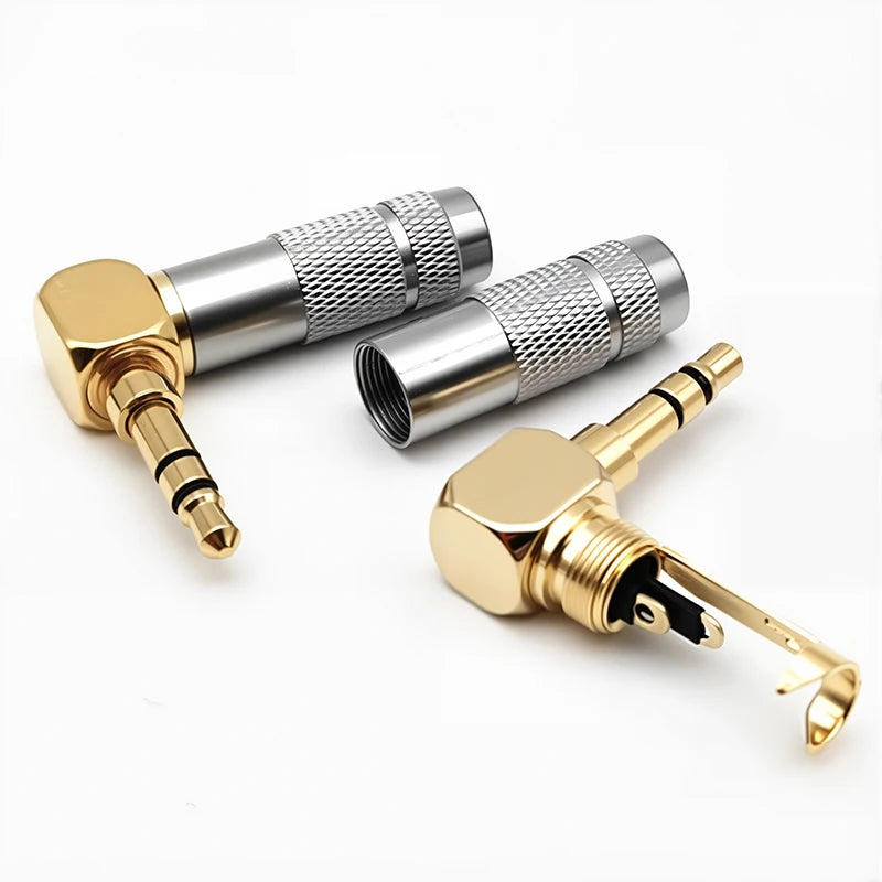 Right Angle Gold Plated 3.5mm for Soldering 3Pole Earphone Plug Audio Connector Electronics