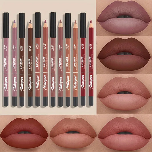 6 Color Velvet Matte Lip Liner Set - Long-Lasting Versatile Shades Longlasting Lip Makeup Berry, Brown, Pink Lip Pencil
