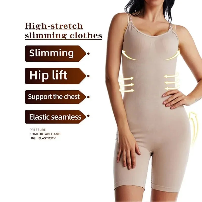 Seamless Women Bodysuit Butt Lifter Shapewear Waist Trainer Body Shaper Strappy-Back Chest Enhancing Corrective Underwear Corset