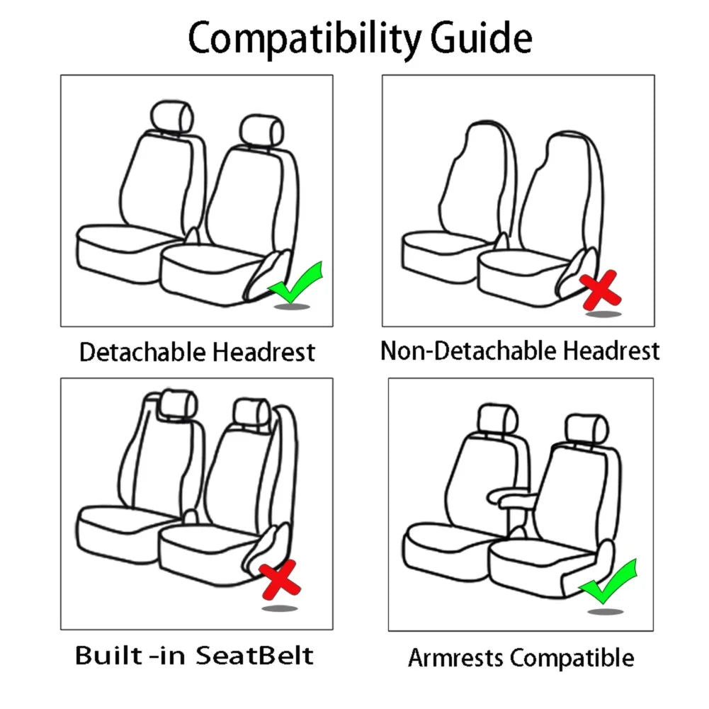 AUTO HIGH Embroidery Car Seat Covers Polyester Universal Fit Most Cars Truck SUV Van Protector - Front Pair
