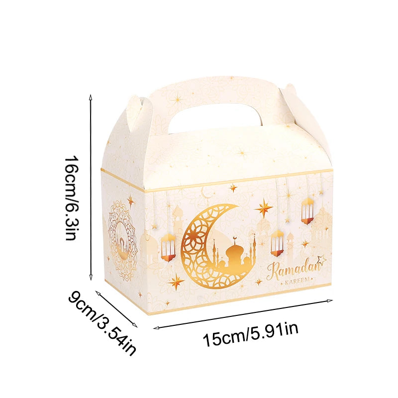 4/20Pcs Ramadan Gift Box 2025 Islamic Muslim Party Biscuit Candy Snack Packaging Boxes Bags EID Mubarak Home Decoration Supplies