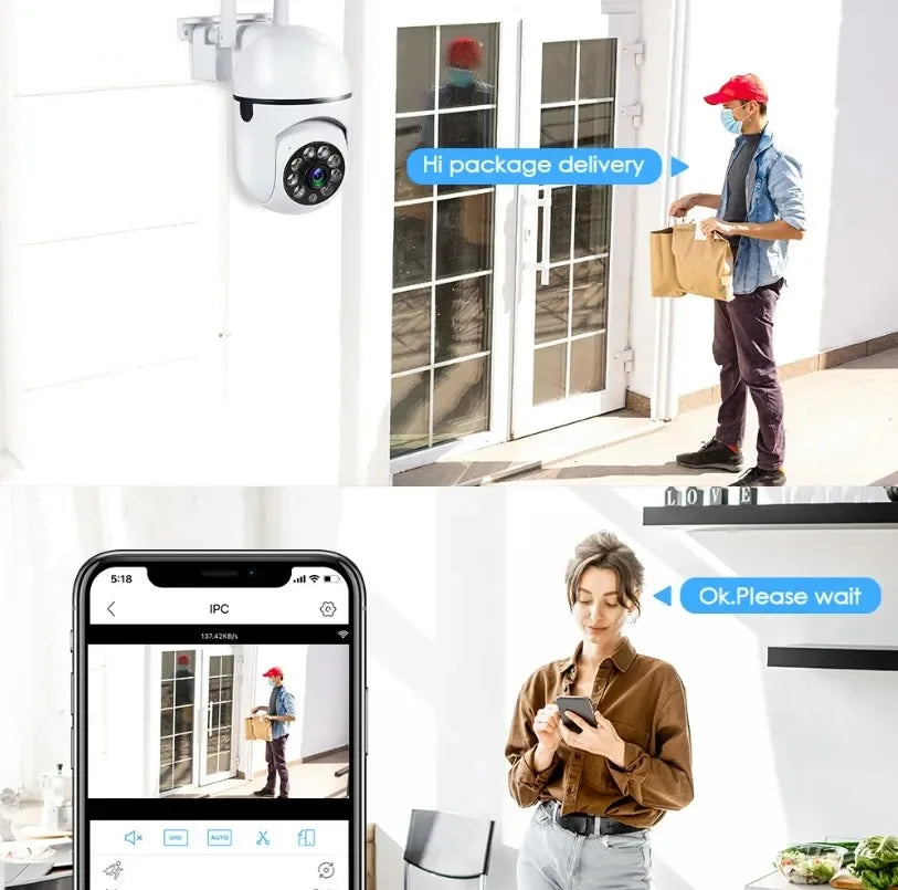 CCTV Wifi Camera Wireless Security Surveillance Cameras Outdoor 4X Digital Zoom Night Color AI Smart Tracking Two Way Audio IP66