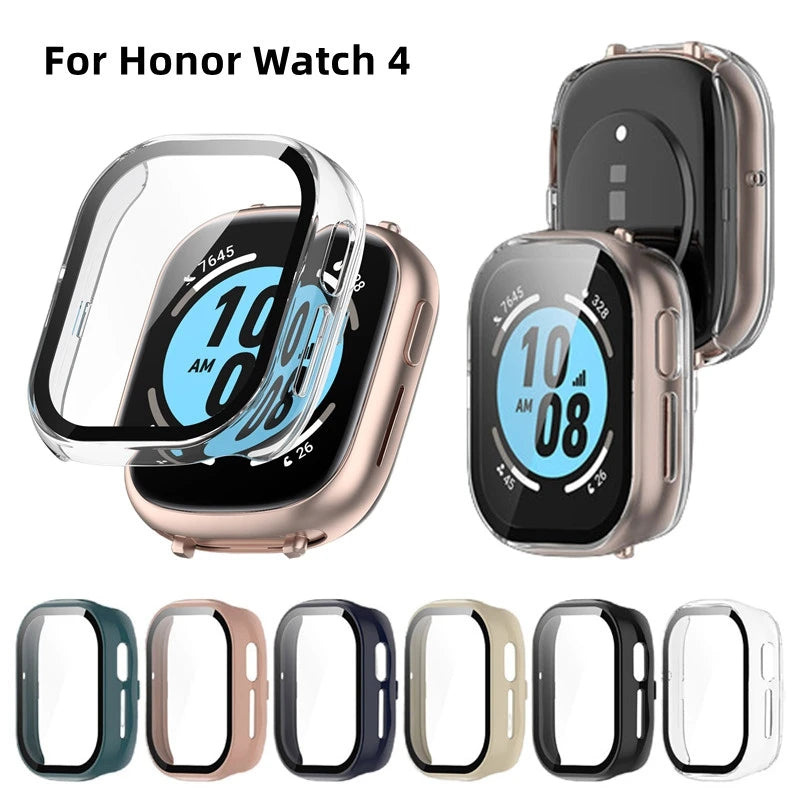 Tempered Glass + PC Cover for Honor Watch 4 5 Full Coverage Protective Bumper Case for Honor Watch4 Screen Protector Accessories