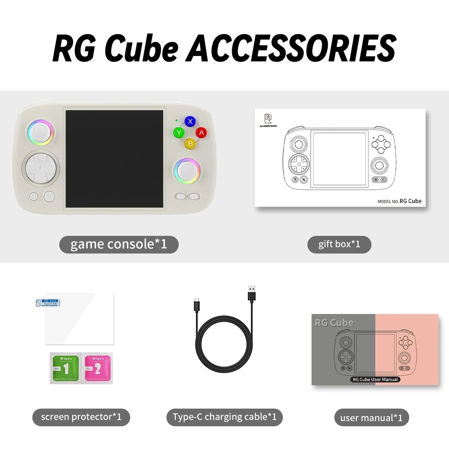 ANBERNIC RG Cube Handheld Game Console 3.95'' IPS Touch Screen Android13 RGB Lighting Effect RGCUBE Streaming Retro Video Player