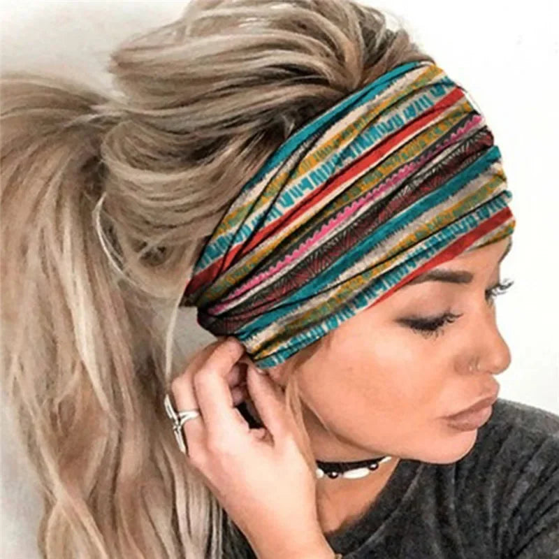 Women Hair Bands Headband Bohemian Sports Run Bandage Elastic Girl Wide Headband Print Wide Headwrap Headpiece Hairband Ladies