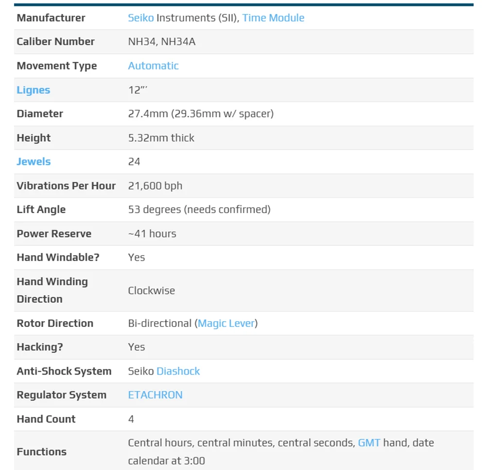 Japan Genuine GMT NH34 Movement Automatic 24 Jewels Mod Mechanical Watch Movement NH34A 24H GMT Hands Date at 3:00 Standard GMT