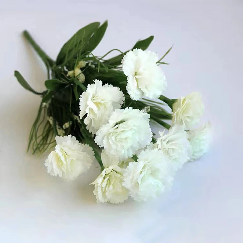 1 Bouquet Carnation Silk Artificial Flowers Fake Plants Party Garden  Wedding Decor Mother's Day Gift Home Room Decoration