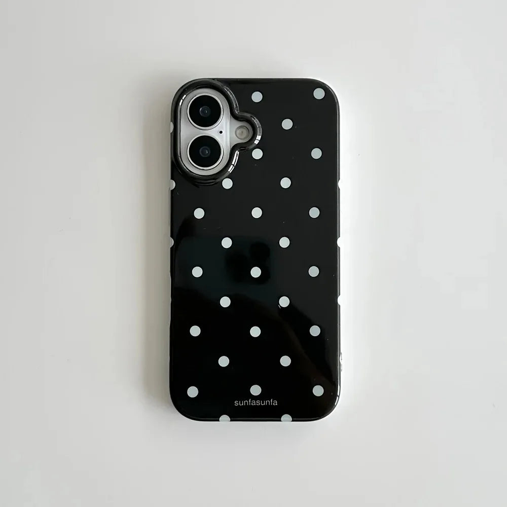 Black White Polka Phone Case for Tecno Spark 30c 20c 10 Go Camon 40 30 20 itel A60 A70 A48 RS4 P36 S23 Premier Pro 4G 5G Cover