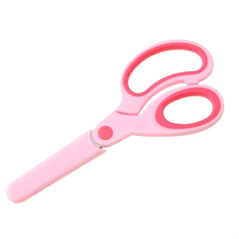 Safty Scissors For Kids Student DIY Paper Children's Left-handed Scissors Scissors With Sleeve Cutting Tool Stationery