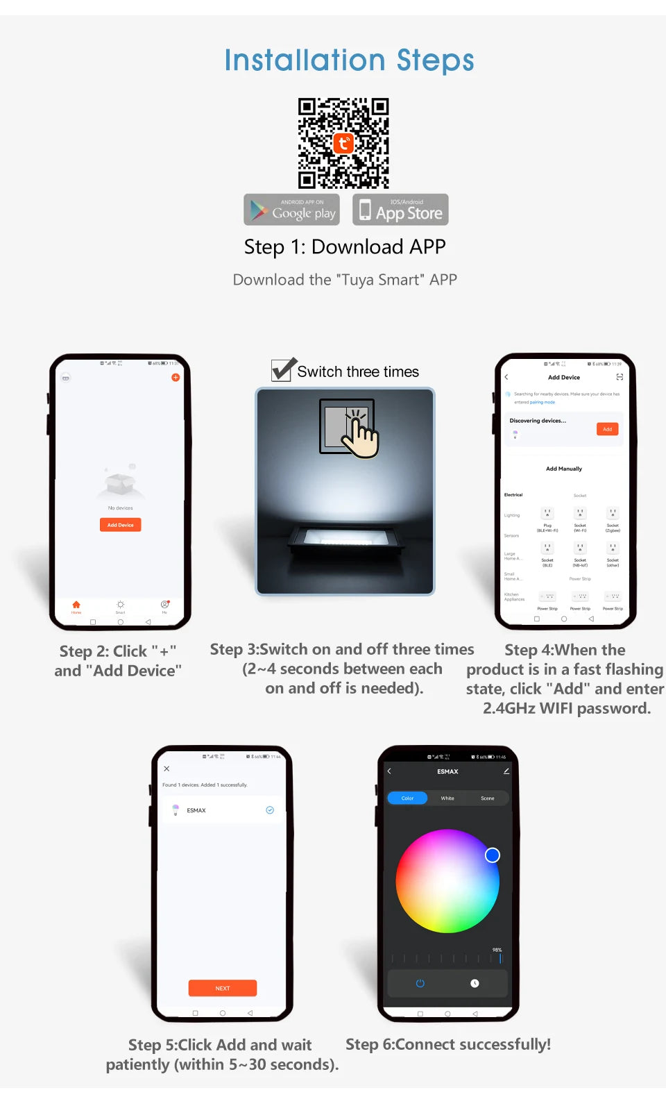 30W 36W Smart LED Ceiling Light RGB Dimming APP TUYA Remote Control Timing Indoor Home Decor Bluetooth WIFI Bedroom Living Room