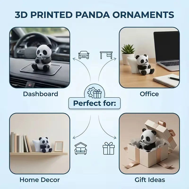 Panda Sculpture Ornament, Desktop Office Decoration, Car Decor, Creative Animal Model, Collectible Figurines, Car ornament