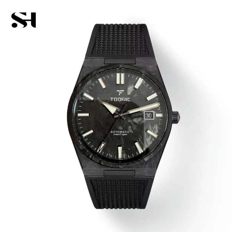 2024 New 40mm Carbon Automatic Watch Luxury 100m Waterproof Diver Watches PT5000 Diver Men Watch