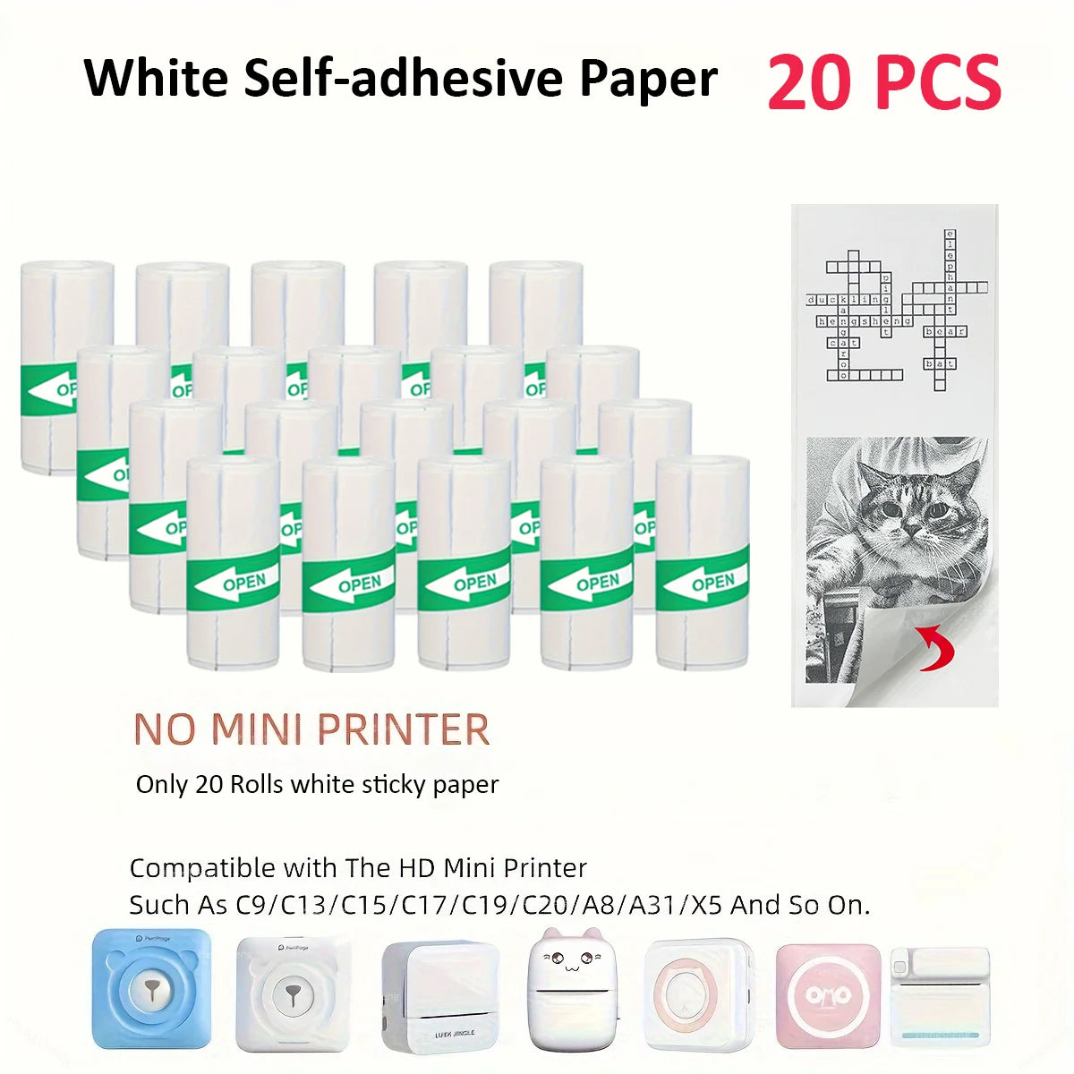 Mini Printer Paper Thermal Sticker Paper Self-adhesive Printer Paper Photo Printer Labels For T/M02 Photos thermal printer paper