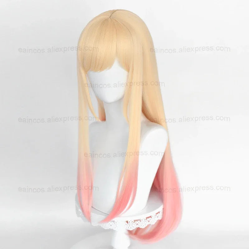 Anime Marin Kitagawa Cosplay Wigs 80cm Long Straight Pink Dyed Gradient Heat Resistant Synthetic Hair