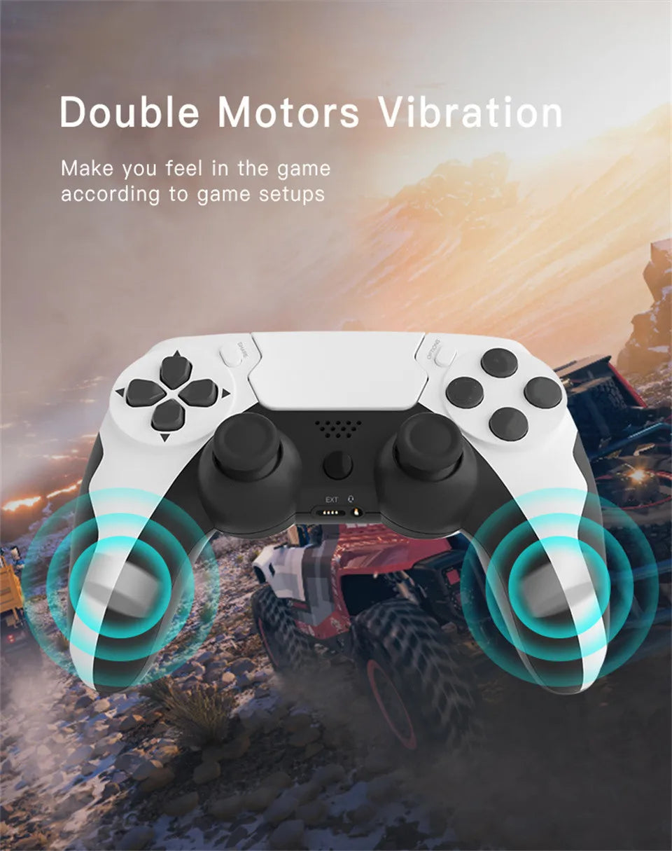 GAMINJA Wireless Controller Bluetooth Gamepad Double Vibration 6Axis Joypad Touchpad Microphone Earphone Port For PS4 PS3 PC