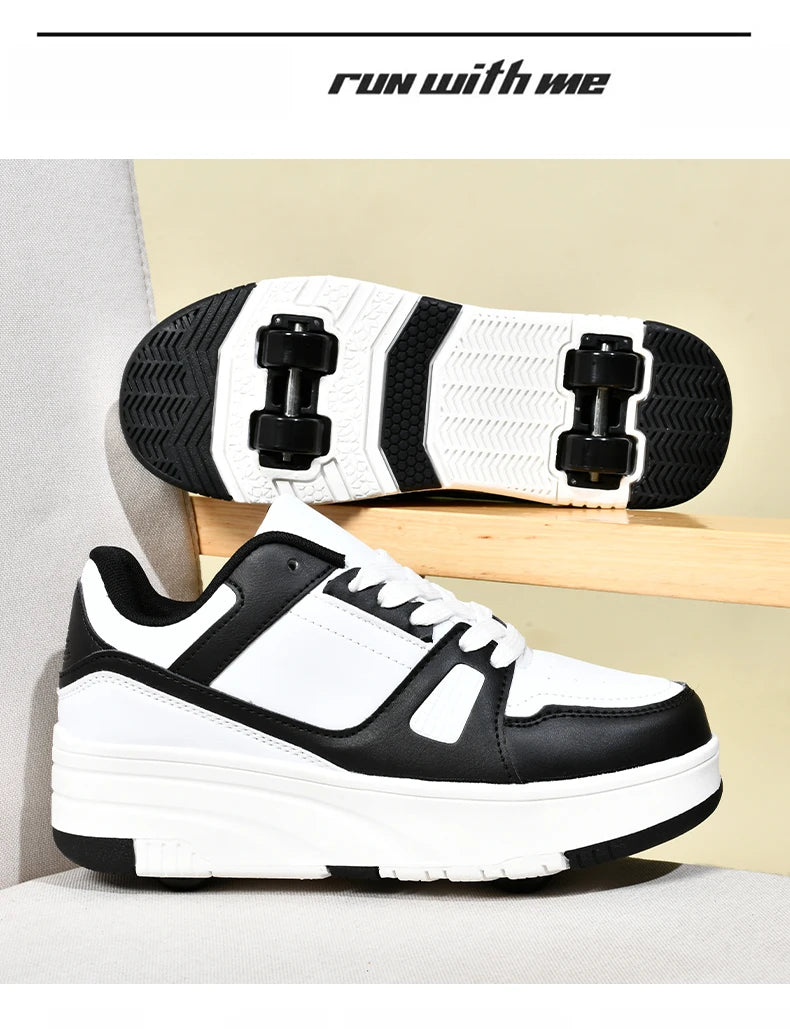 Children's Roller Skate Shoes Student Inline Skating Shoes grils 4-Wheel Deformation Boy's Skating Shoes