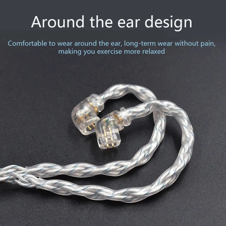 KZ 784 Cores Silver Plated Upgrade Earphone Cables 8 Core Silver Blue Hybrid Headphone With 3.5MM Metal Plug ZAX/DQ6/ZSX/ZSN PRO