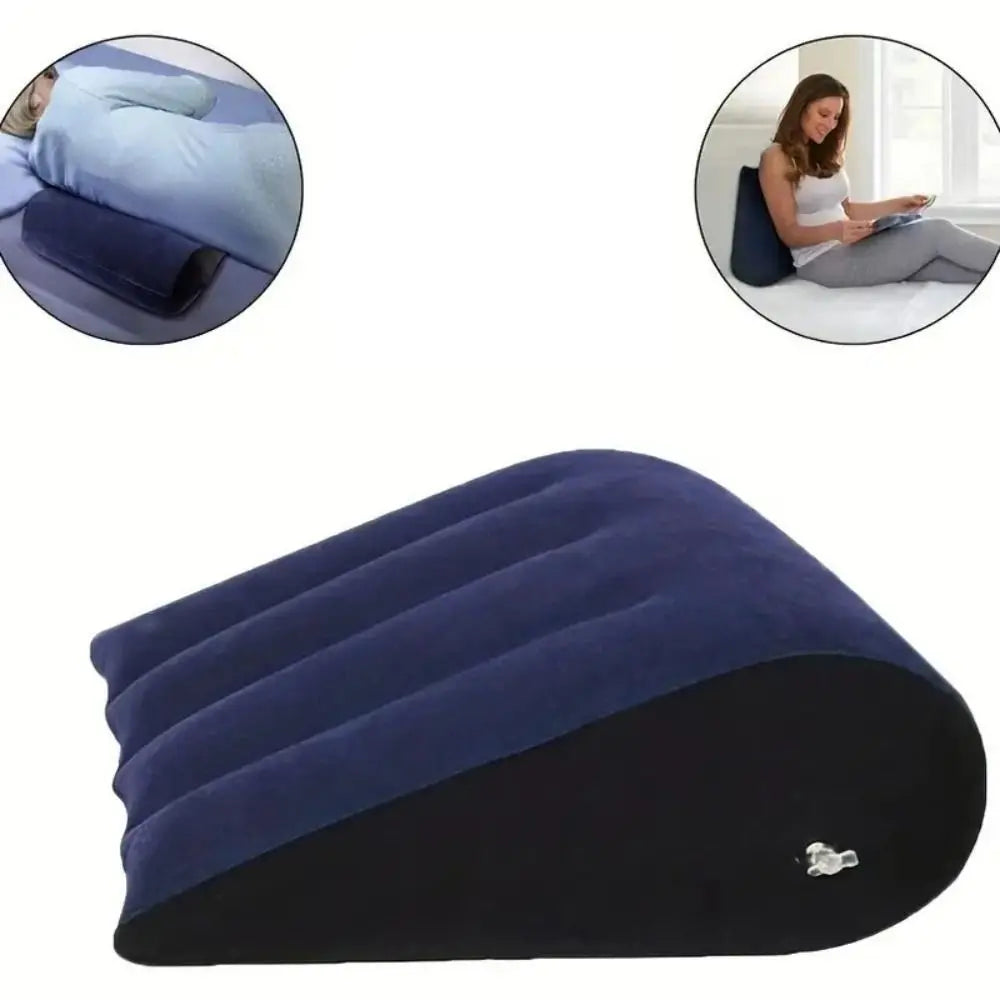 Couples Gifts PVC Flocking Silicone Pillow Blue+Black Triangle Cylinder Wedge Magic Cushion Soft Inflatable Triangle Pad Home