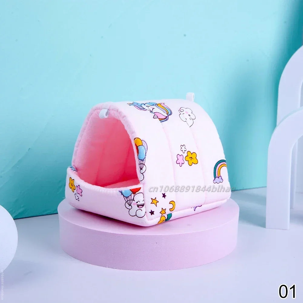 Cute Small Animal Sleeping Bed Rabbit Squirrel Guinea Pig Nest Hamster House Winter Colorful Mini Cage Comfortable Soft Warm Mat