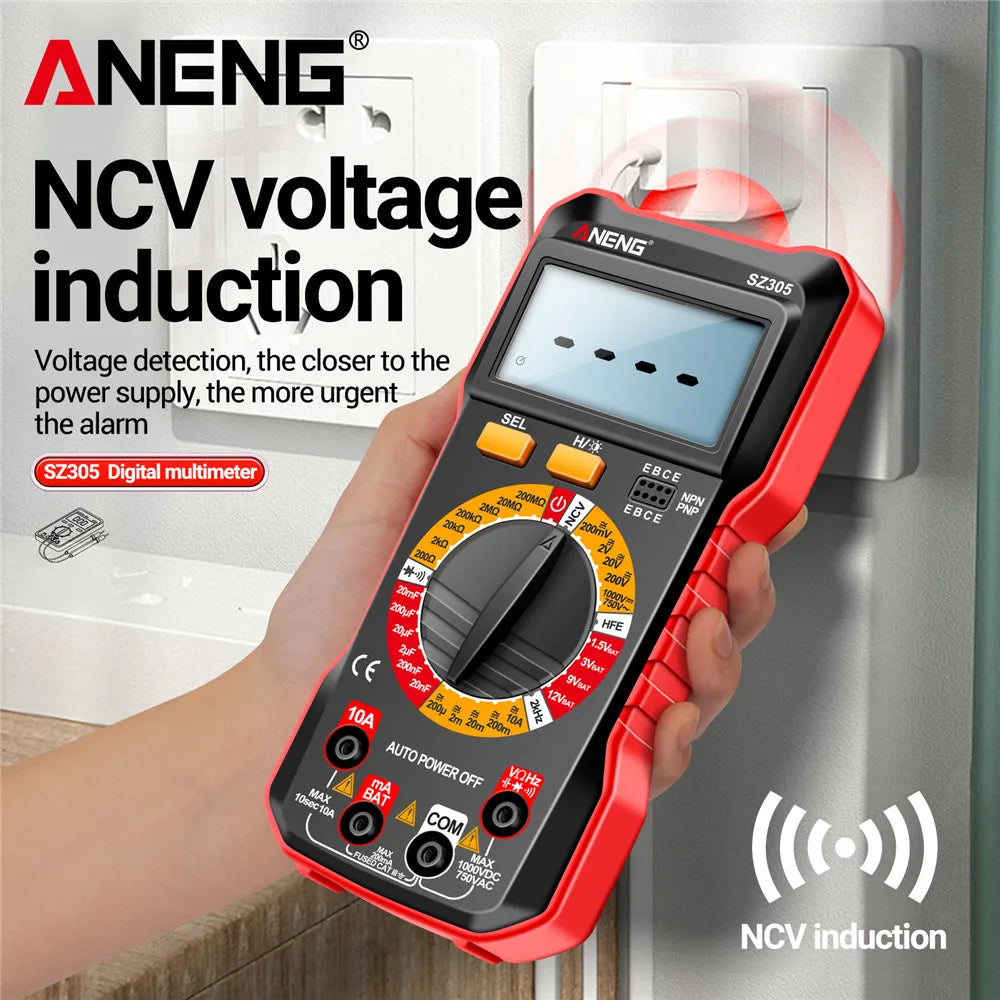 Professional Multimeter Digital Tester ANENG SZ305 AC/DC Voltage Ammeter Capacitor Triode NCV Voltage Induction Electrician Tool